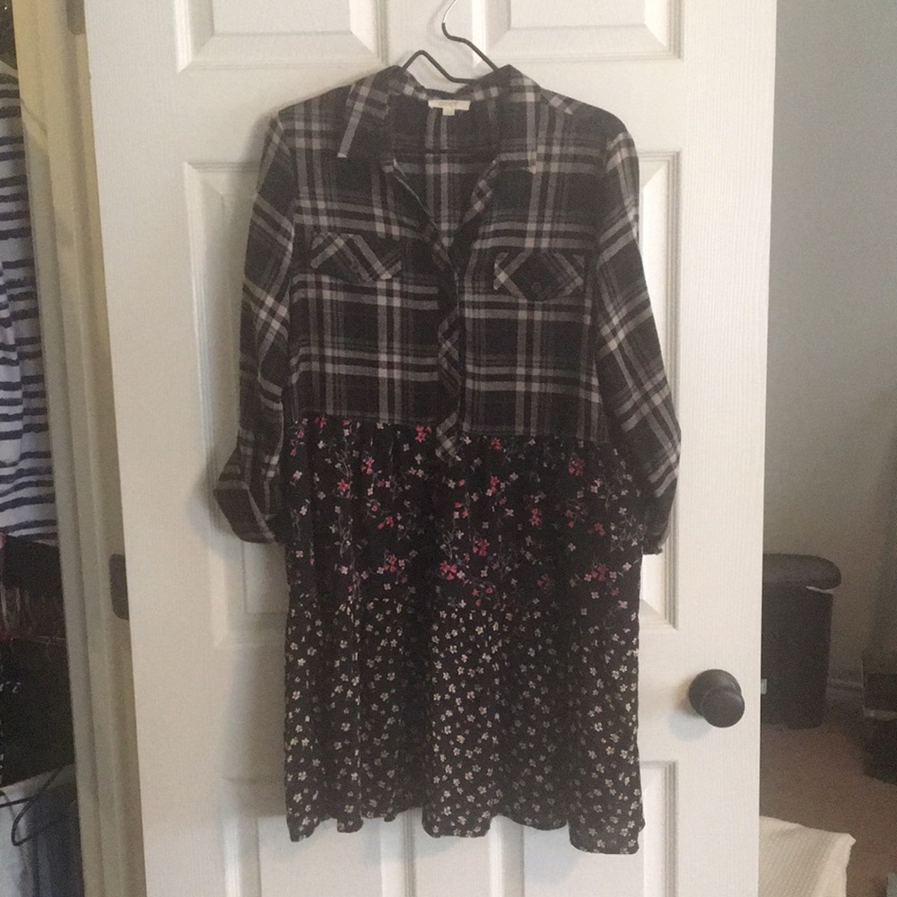 Plaid and floral dress